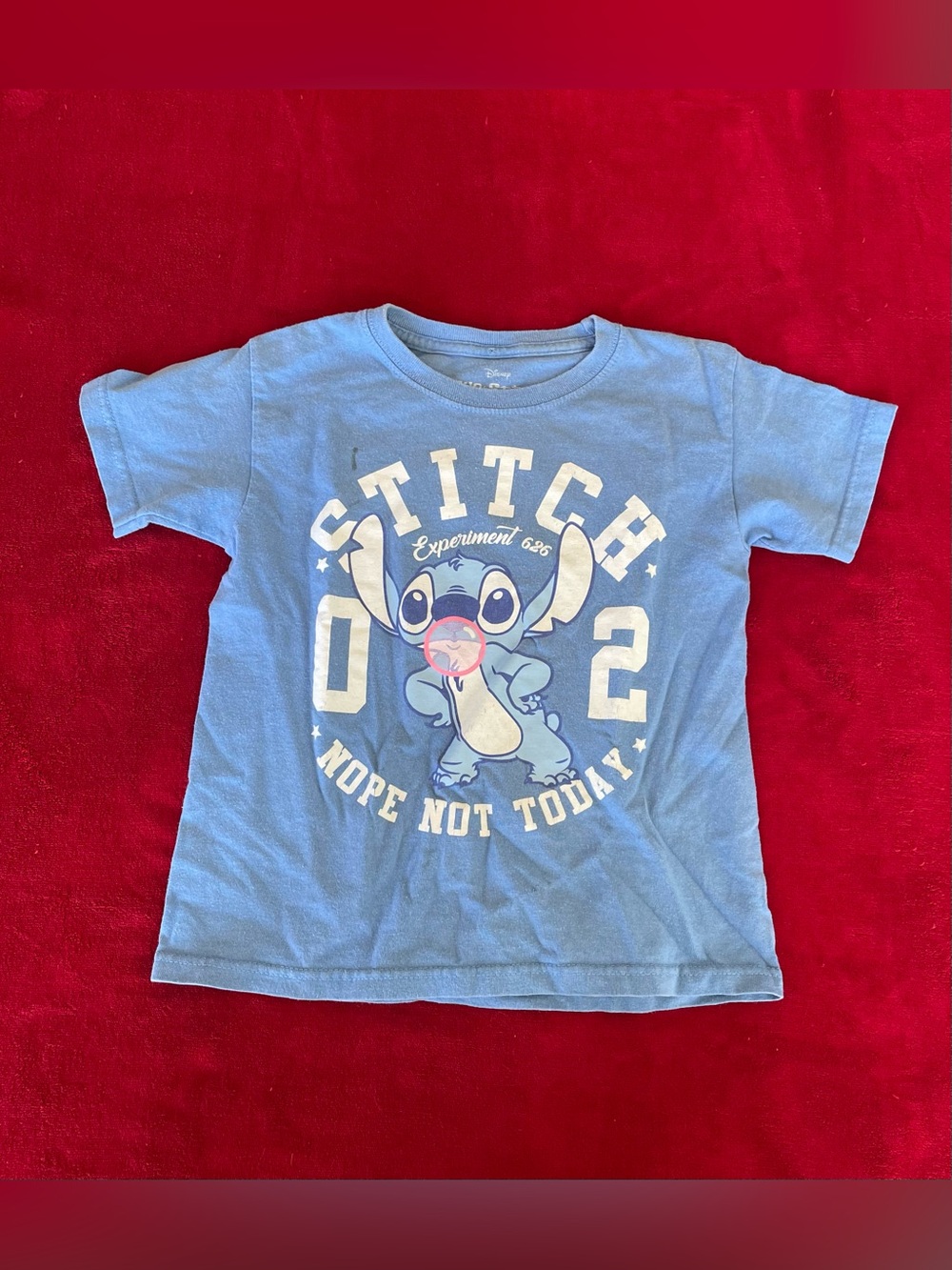 Disney Lilo & Stitch Girl's Short Sleeve  "Nope Not Today" Blue T-Shirt Size: 7